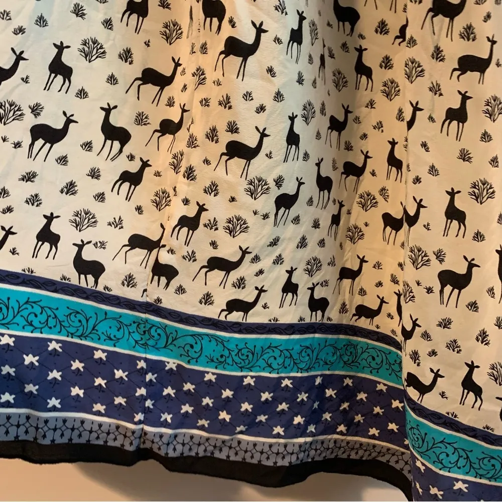 Anna Sui for Anthropologie Silk Strapless Novelty Deer Print Dress Size 2 - Image 7