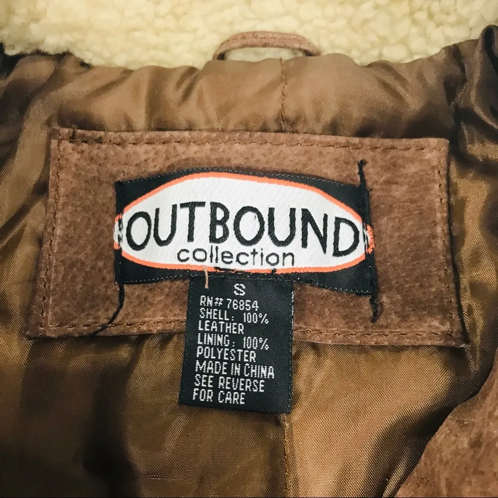 Outbound Collection Leather Jacket, Brown, Cream, Small - Image 3
