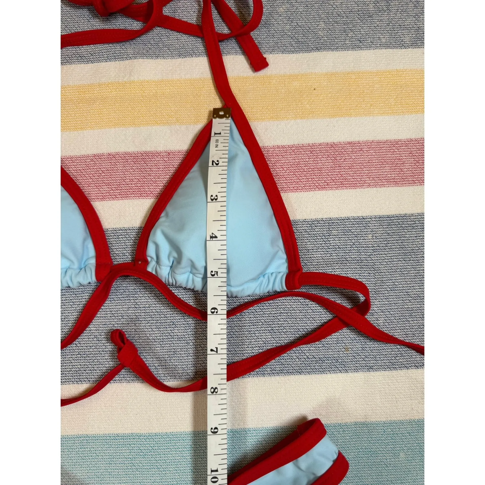 NWOT Sky Blue & Red Micro Bikini Set – Size XS - Image 4