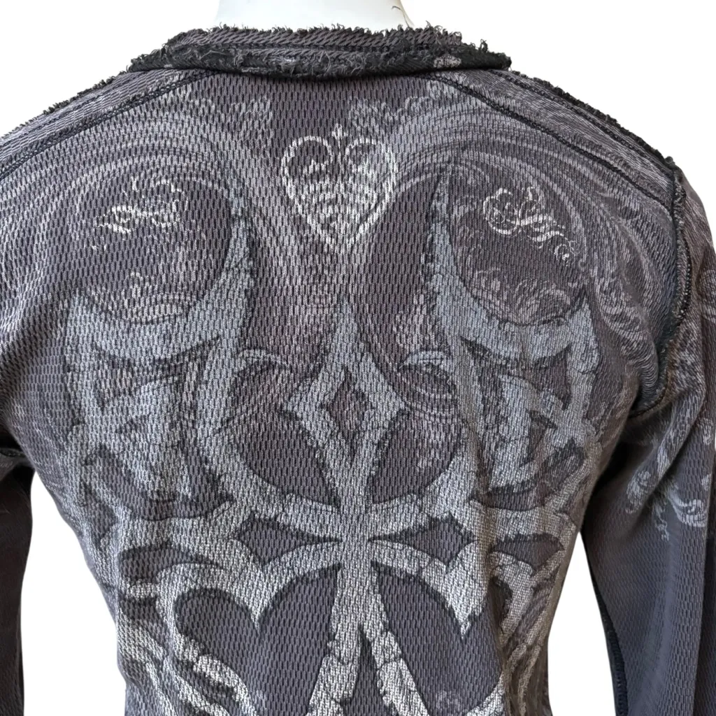 Sinful by Affliction Y2K Grunge Graphic Reversible Thermal Long Sleeve Top - Image 4