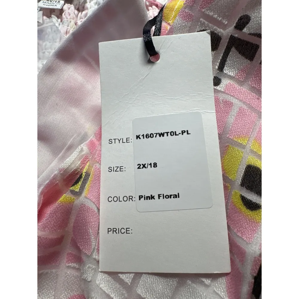 Unique Vintage Floral Crop Top Smocked Sweetheart Sleeveless Pink 2X/18 - Image 12