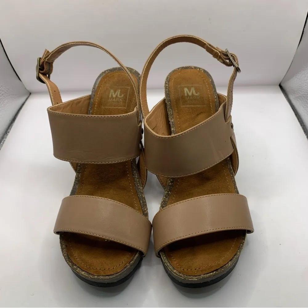 Mark Jenkins Wedge Sandal Women's Size 7 UK 37 Snake Skin Tan Leather Heels F6 - Image 3