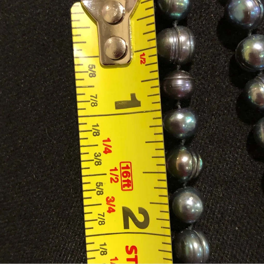 Vintage Peacock Pearls Necklace Endless Strand 99 inches Long Purple - Image 15