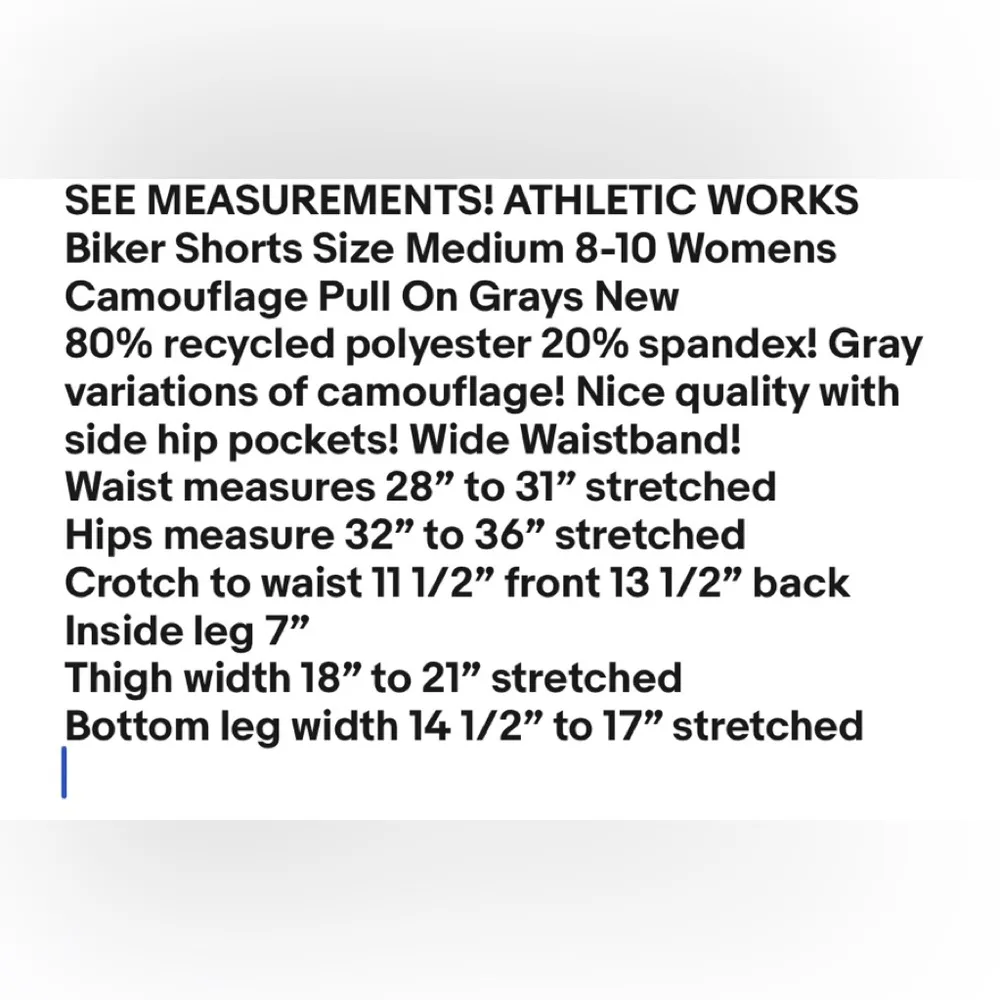 ATHLETIC WORKS Biker Shorts Size Medium 8-10 Womens Camouflage Pull On Grays New - Image 10