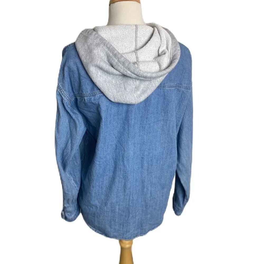 FOREVER 21 Hooded Jean Shirt - Image 4