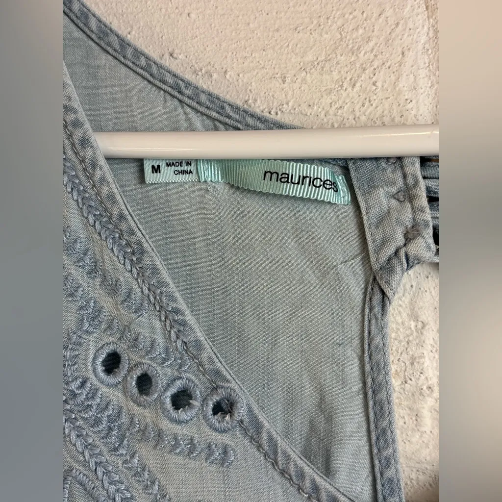 Maurices Women’s Sleeveless Chambray Light Blue Summer Mini Dress Size Medium - Image 3