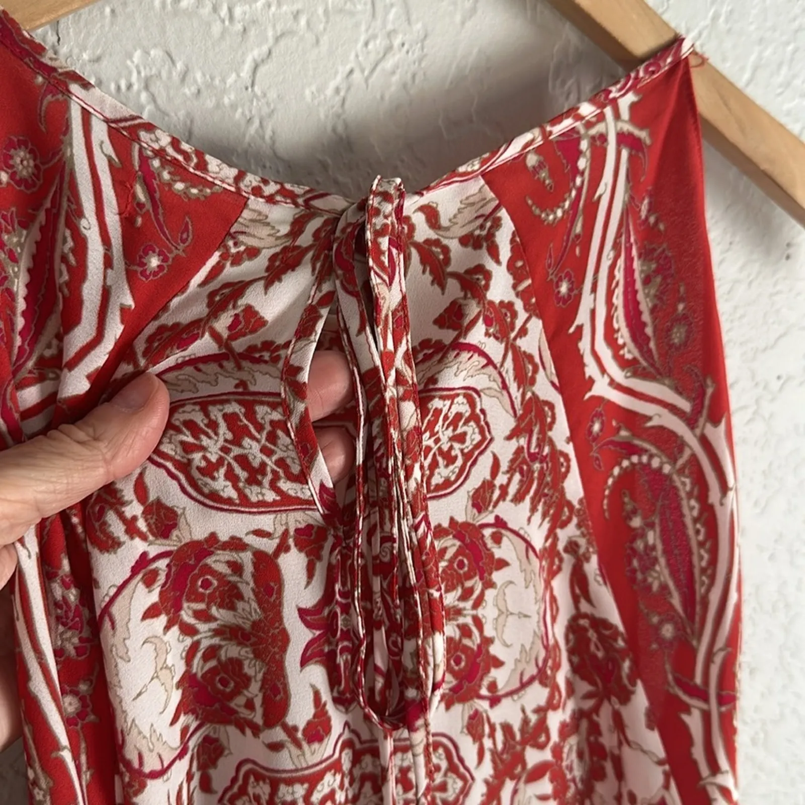 Max Studio Handkerchief Halter Dress Orange Aztec Swing Fall Cowgirl Resortwear - Image 7