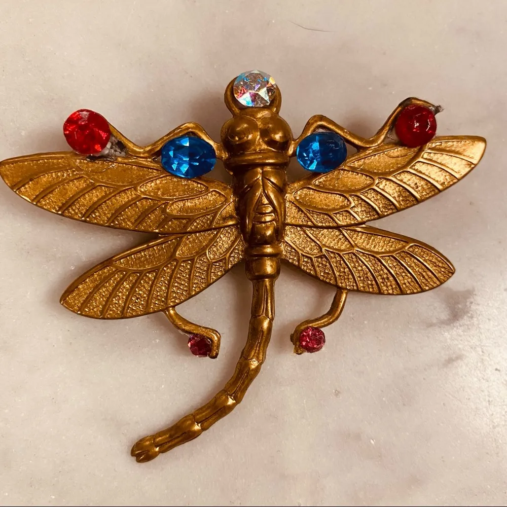 DRAGONFLY BROOCH / PIN Gold - Image 3