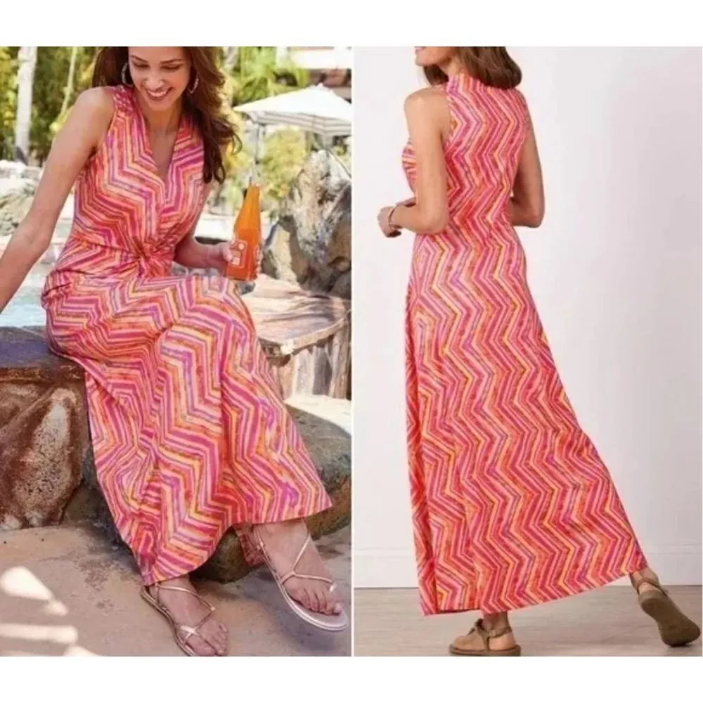 Soft Surroundings NWT Giselli Dress Sleeveless V-Neck Chevron Zigzag Size M - Image 2