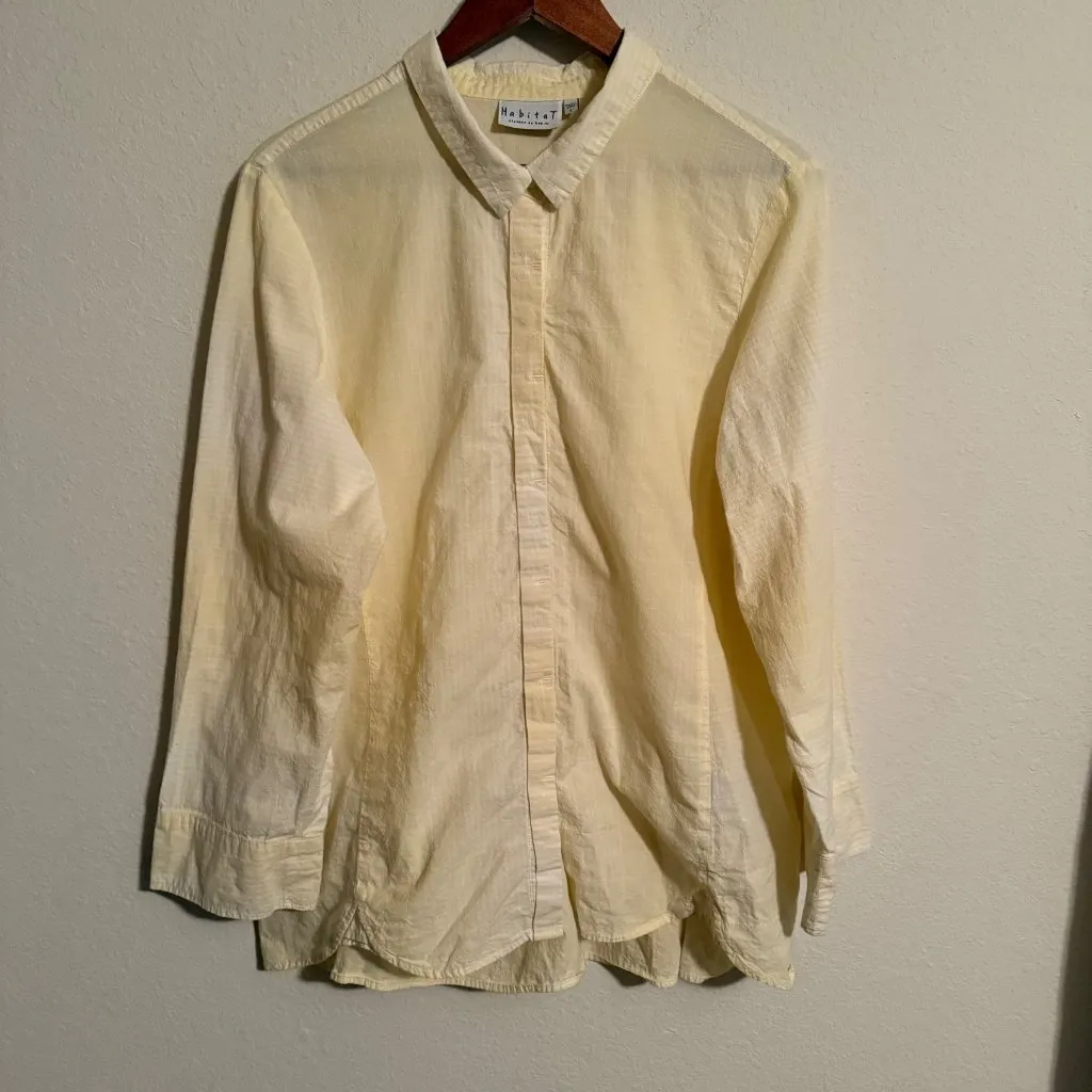 Habitat Button up yellow and white ombre and‎ striped Shirt Sz L - Image 3
