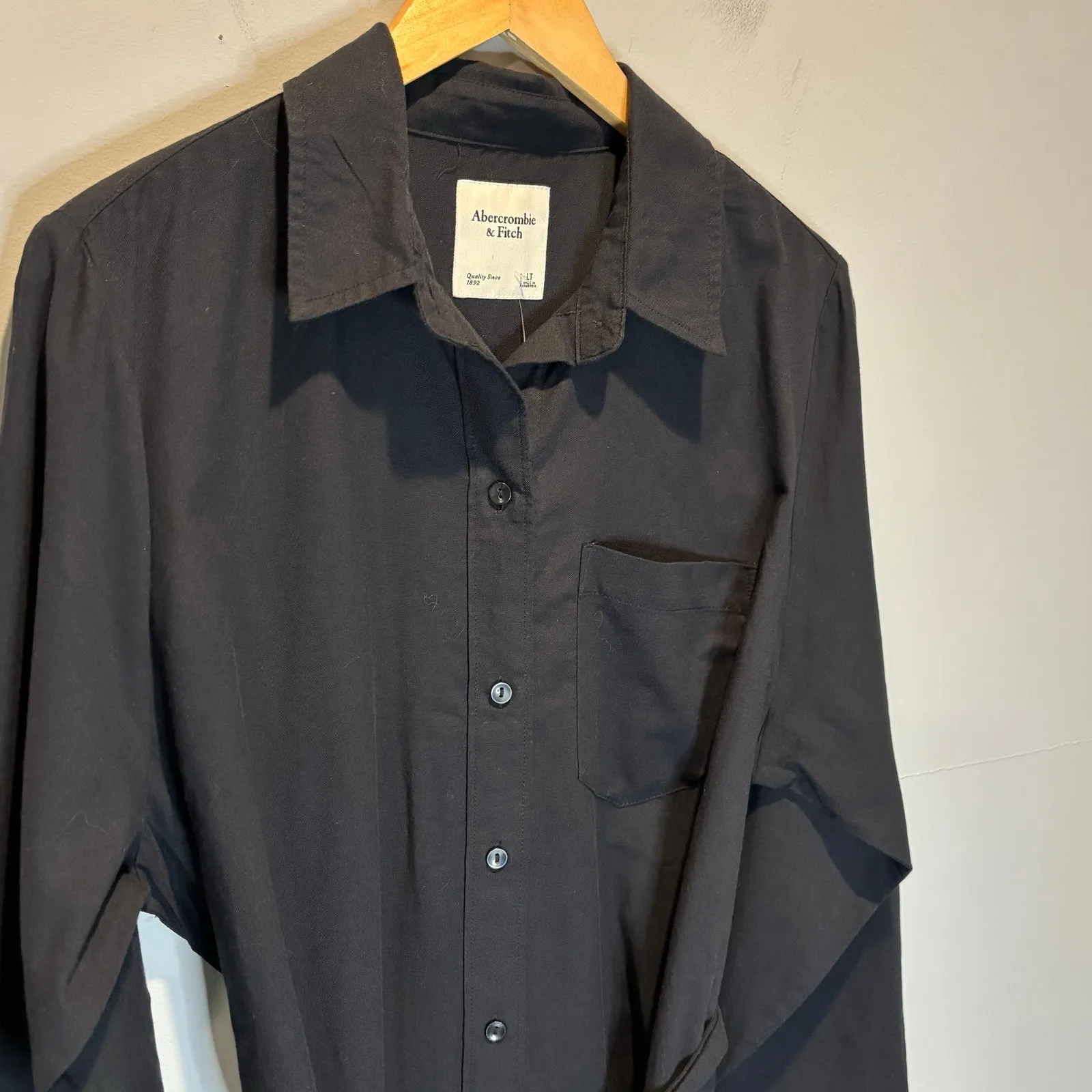 Abercrombie & Fitch NWT Black Midi Shirt Dress - size Large Tall - Image 5