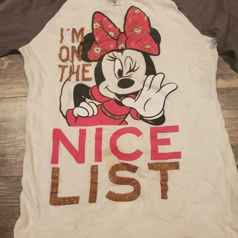 Minnie Christmas shirt fits women's small or kids 12-14, 3/4 length sleeves - Image 2