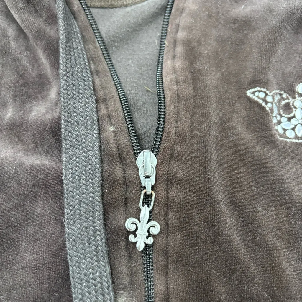 Walt Disney World Jeweled Crown Brown Velvet Full Zip Hoodie Womens XXL - Image 5