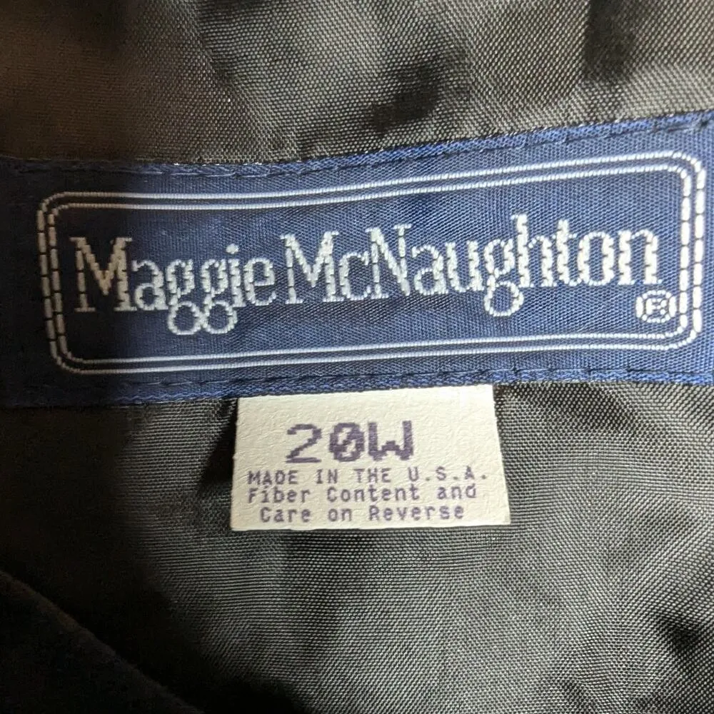 Vtg 1980s Maggie McNaughton Navy Blue Faux Suede Collarless Blazer Jacket 20W - Image 3
