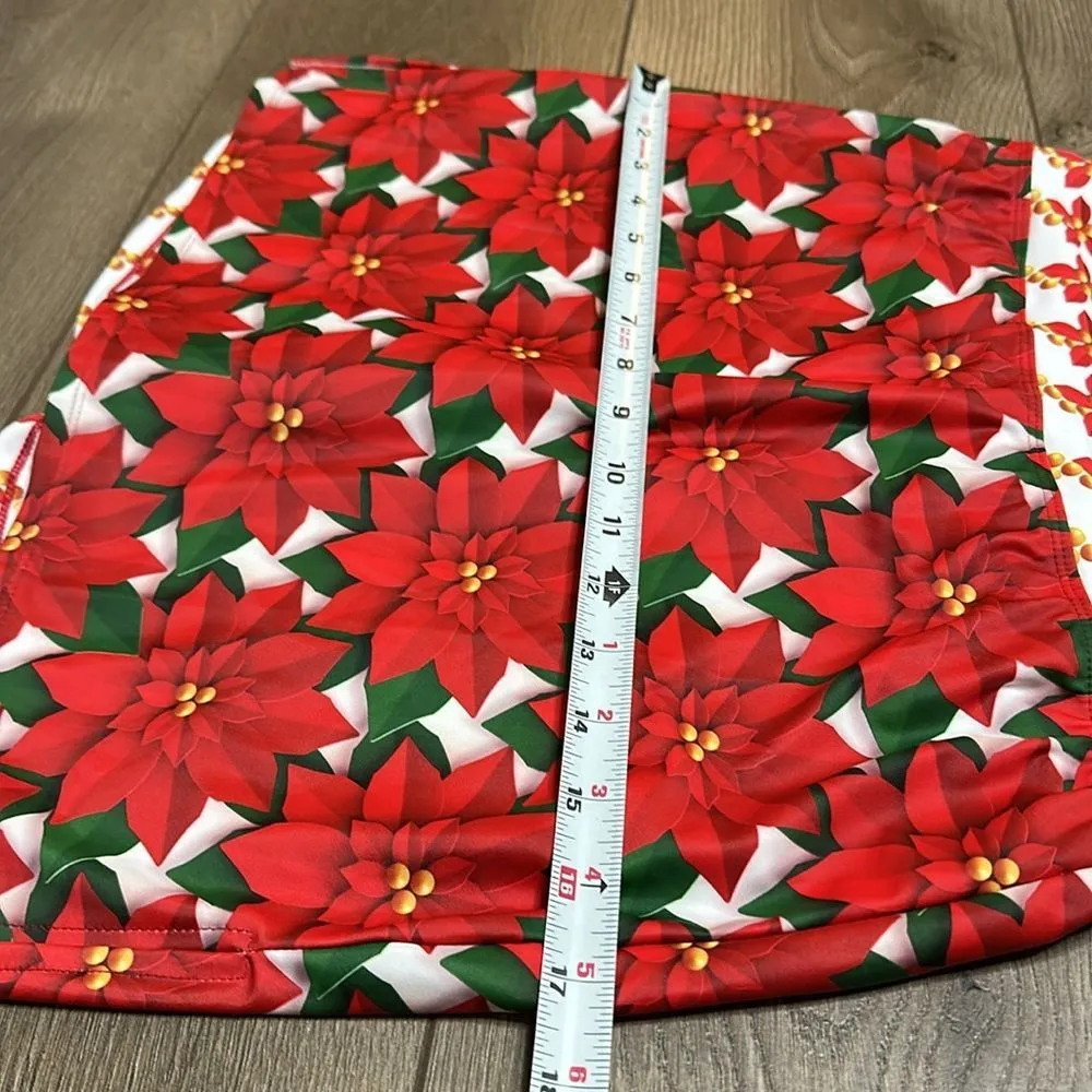 Skort Obsession 16” High Rise Poinsettia Holiday‎ Tennis Golf Skirt Skort Small Red - Image 8