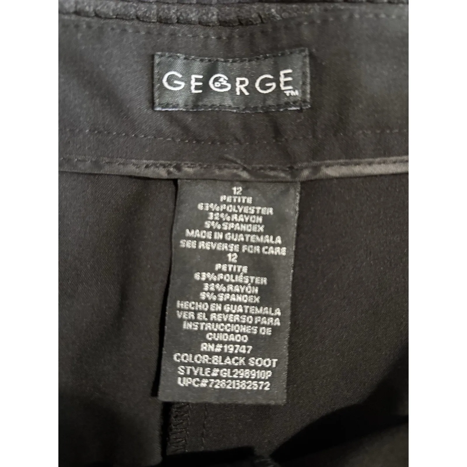 George Blk Straight Dress Pants Flat Front Zip Size 12 Petite‎ Mid Rise Pockets Black - Image 4