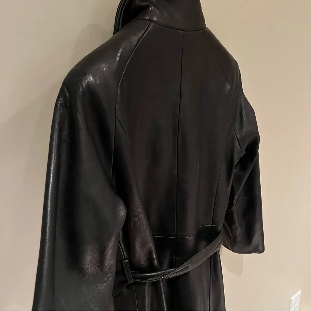 Preston & Young Petites Black Lamb Leather Long Line Chic Jacket Size PM - Image 7