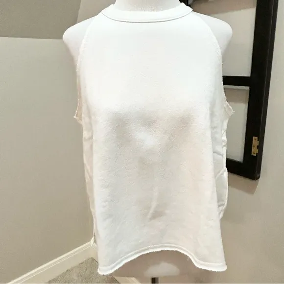 aerie White Sleeveless Sweatshirt Med - Image 2