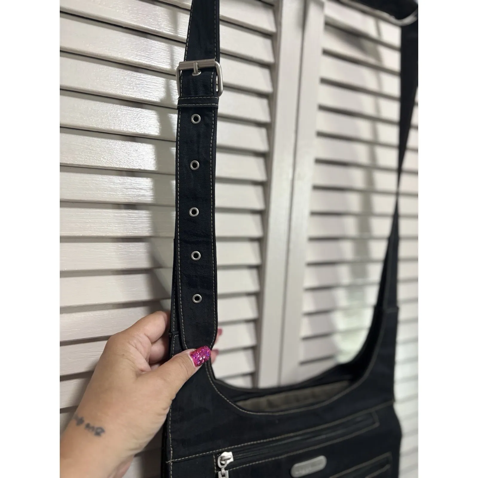 Baggallini Crossbody Black Nylon Travel Bag‎ Multi Pockets Zippers Logo Adj - Image 15