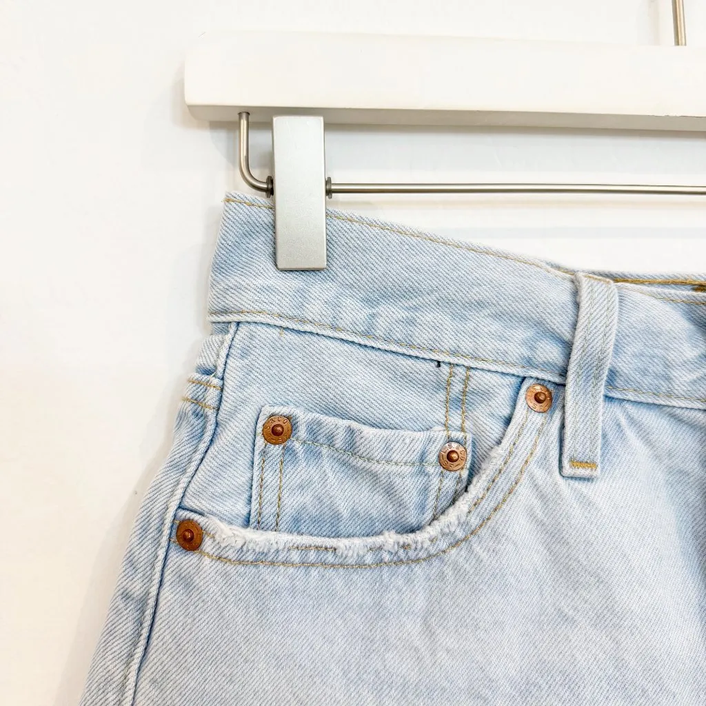 Levi’s 501 Button Fly Denim High Rise Cut Off Blue Jean Shorts Casual Western 25 - Image 4