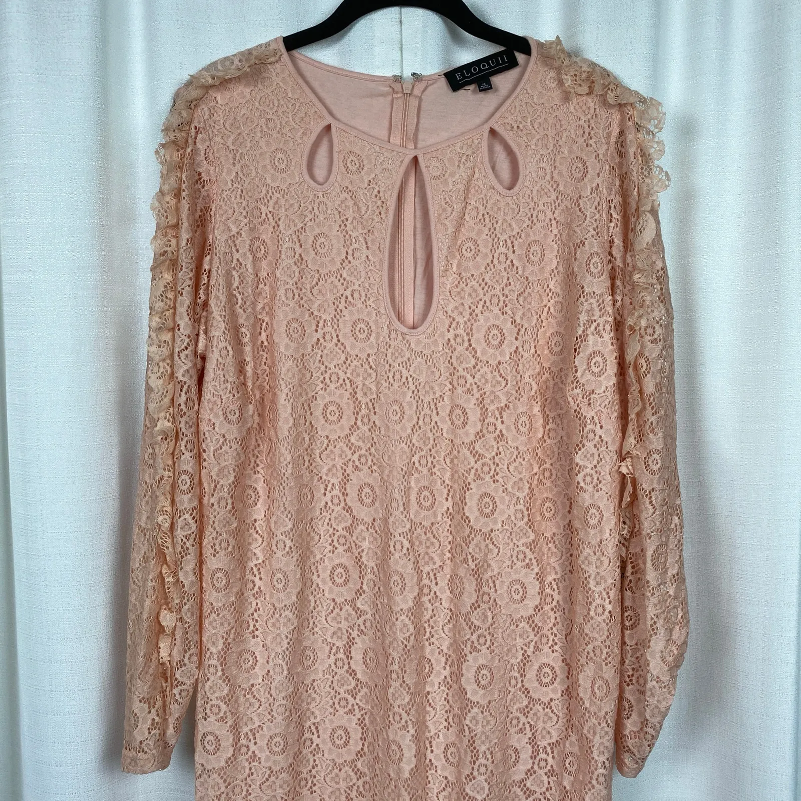 Eloquii Pink Orange Lace Long Sleeve Shift Dress Sz.16W NWT - Image 2