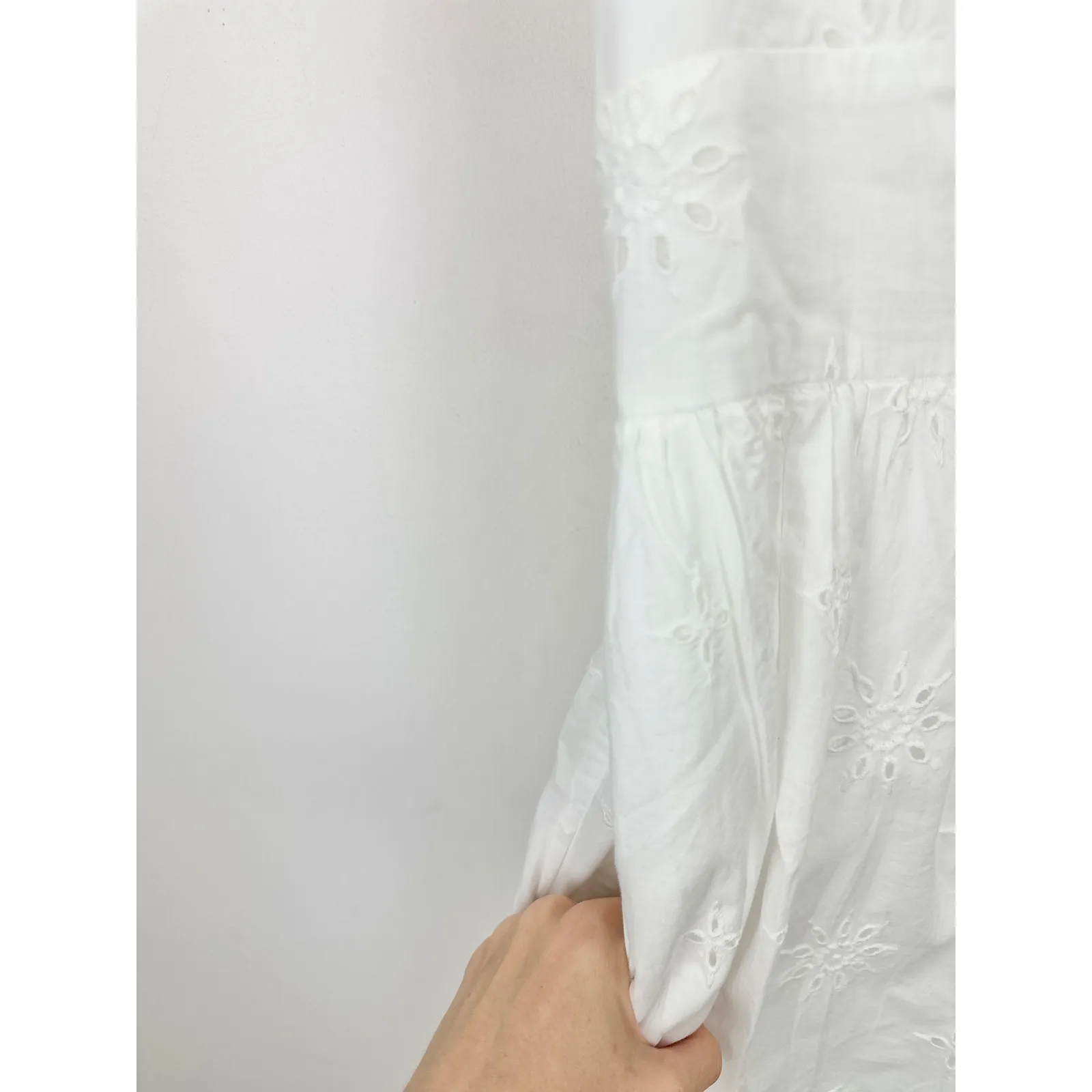 NEW J.Crew Eyelet Midi Dress Cotton Cottagecore Pockets Retro A Line White US 6 - Image 10