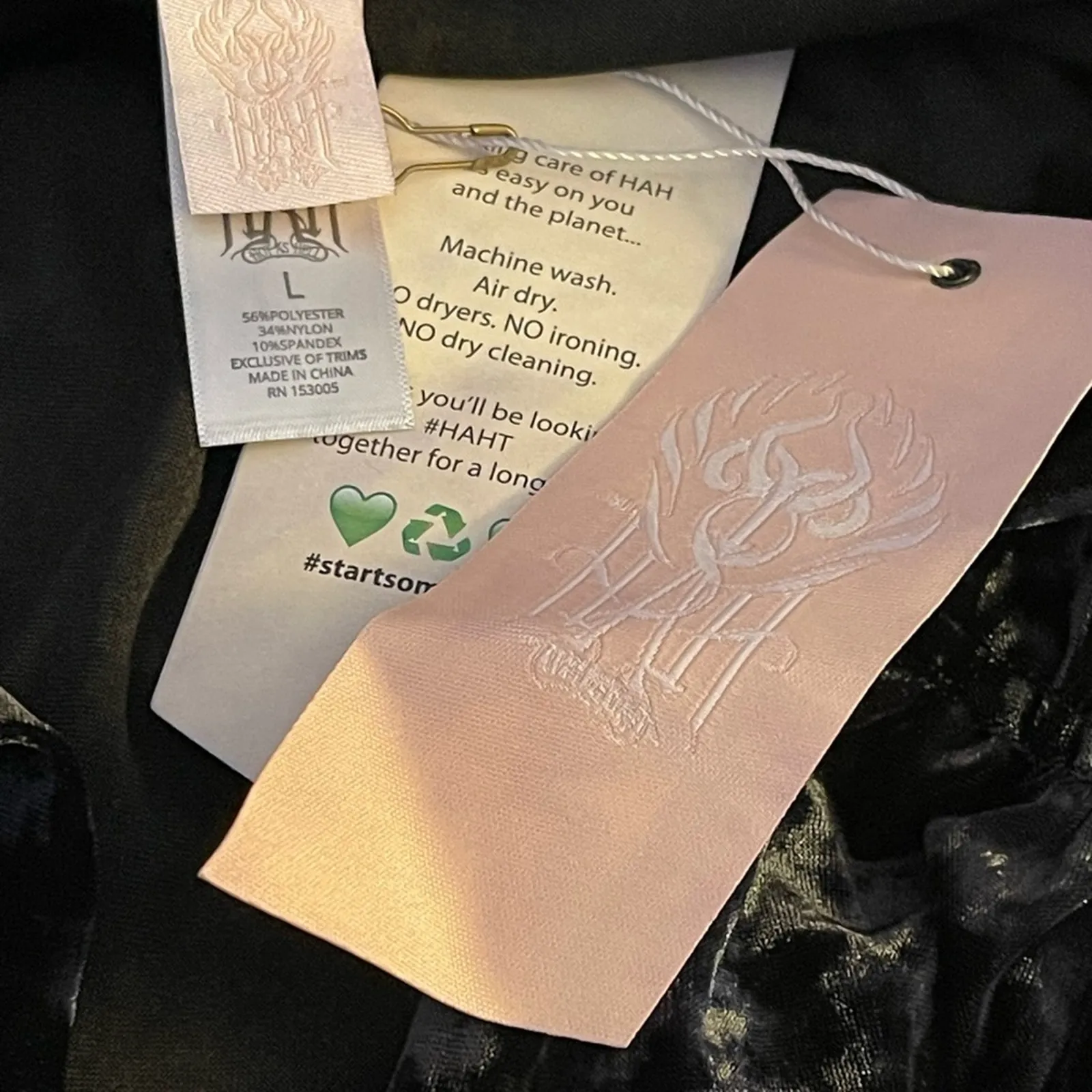 We are HAH NEW Large Black Crushed Velvet JUMP ON IT Flare Long Sleeve Jumpsuit - Image 4