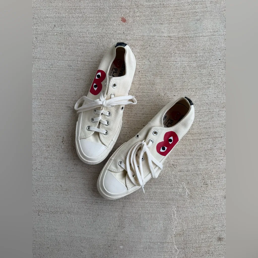 Comme des Garcons Converse Sneaker Shoes, Size 8 Red - Image 2