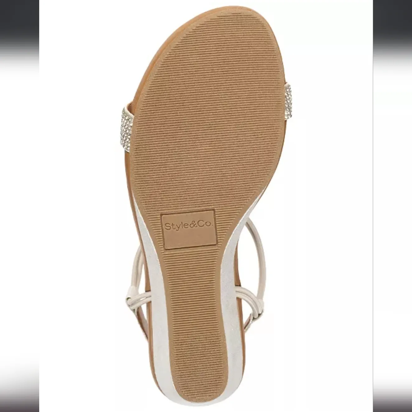 Style & Co Womens 12 Gray Metallic Wedge Heel T Strap Sandals Shoes NEW NIB - Image 7