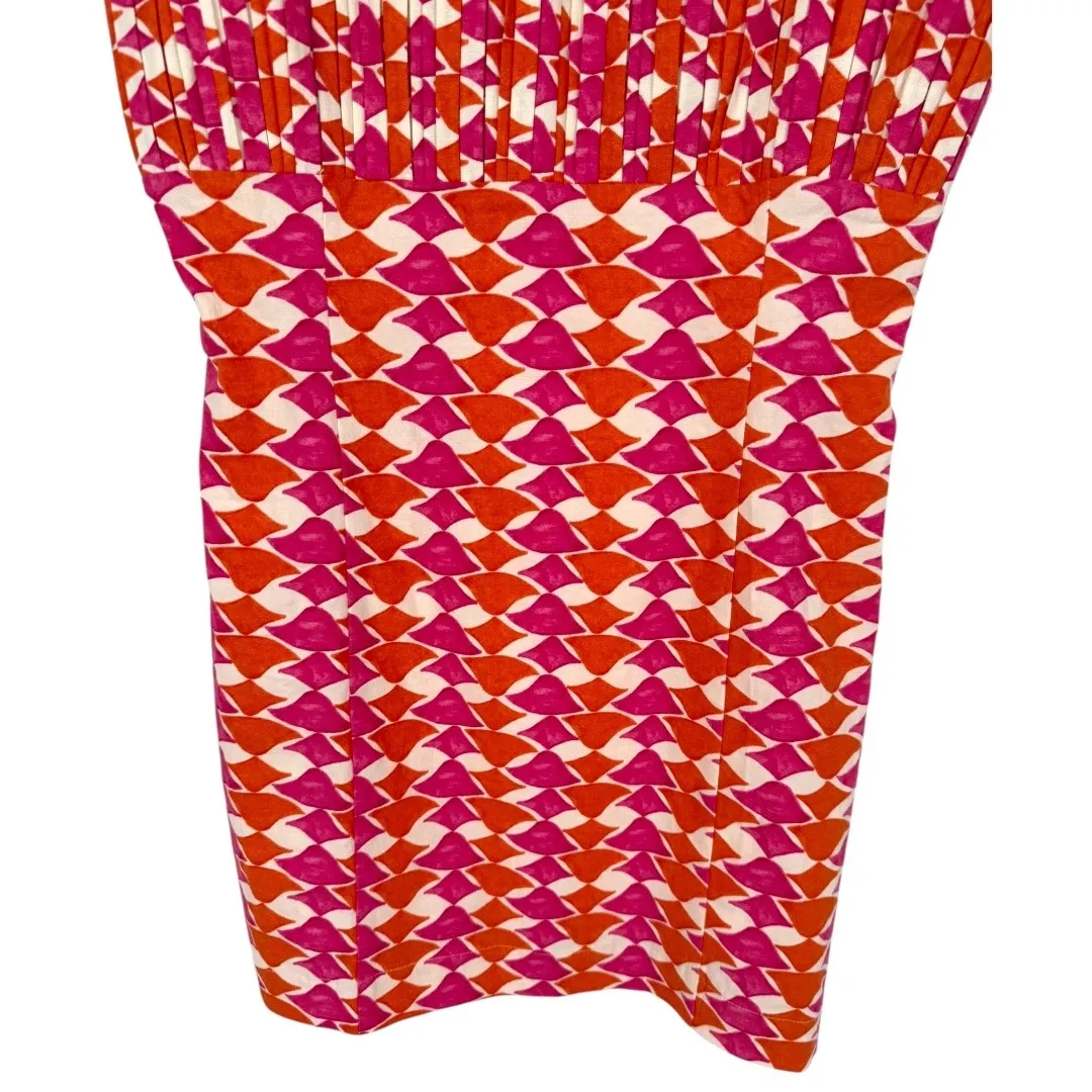 Anthropologie Maeve Ophelia Sleeveless Linen Mini Dress Pink‎ Geometric Size 8P - Image 10