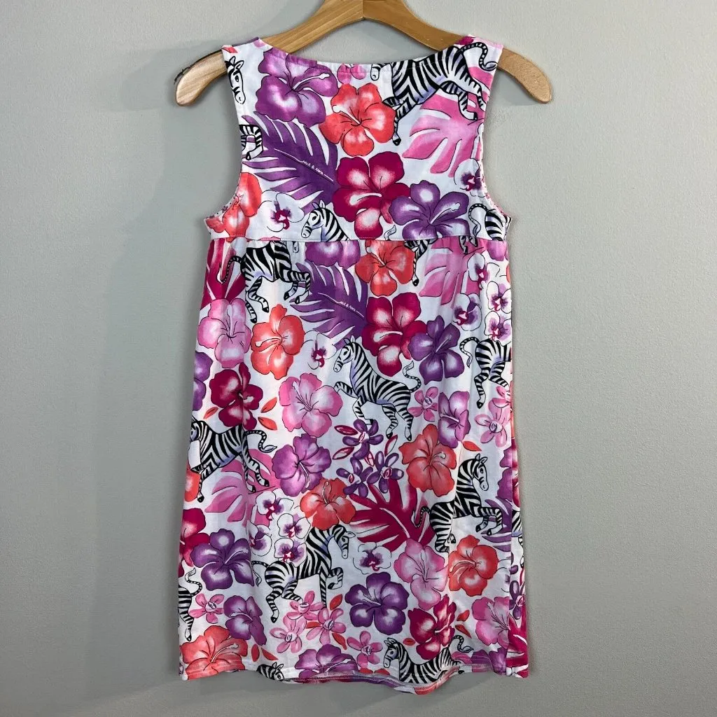 Nick & Nora‎ Sleepwear Dress Small Zebra Floral Pink Purple Sleeveless Nightgown - Image 6