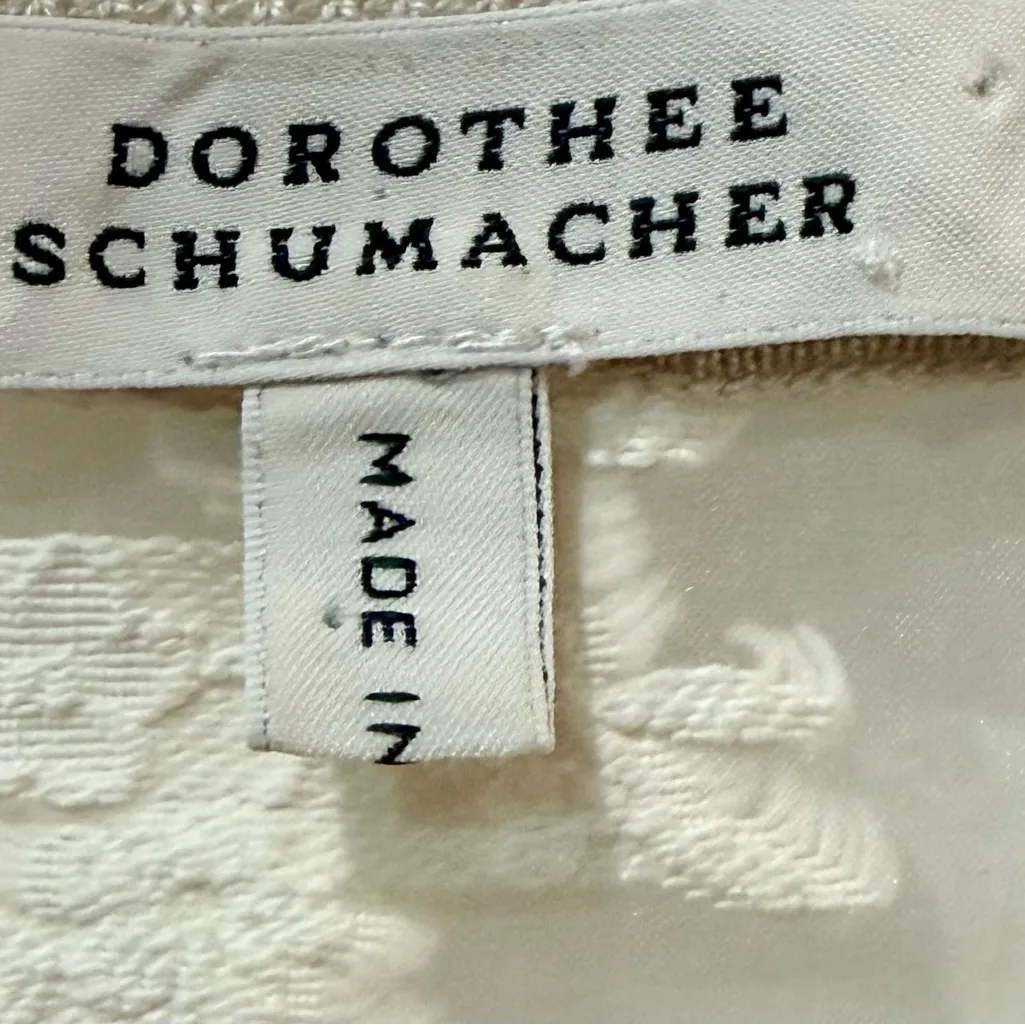 Dorothee Schumacher Cashmere Silk Cardigan Jacket Lace Back Cropped Neutral XS S Tan - Image 4