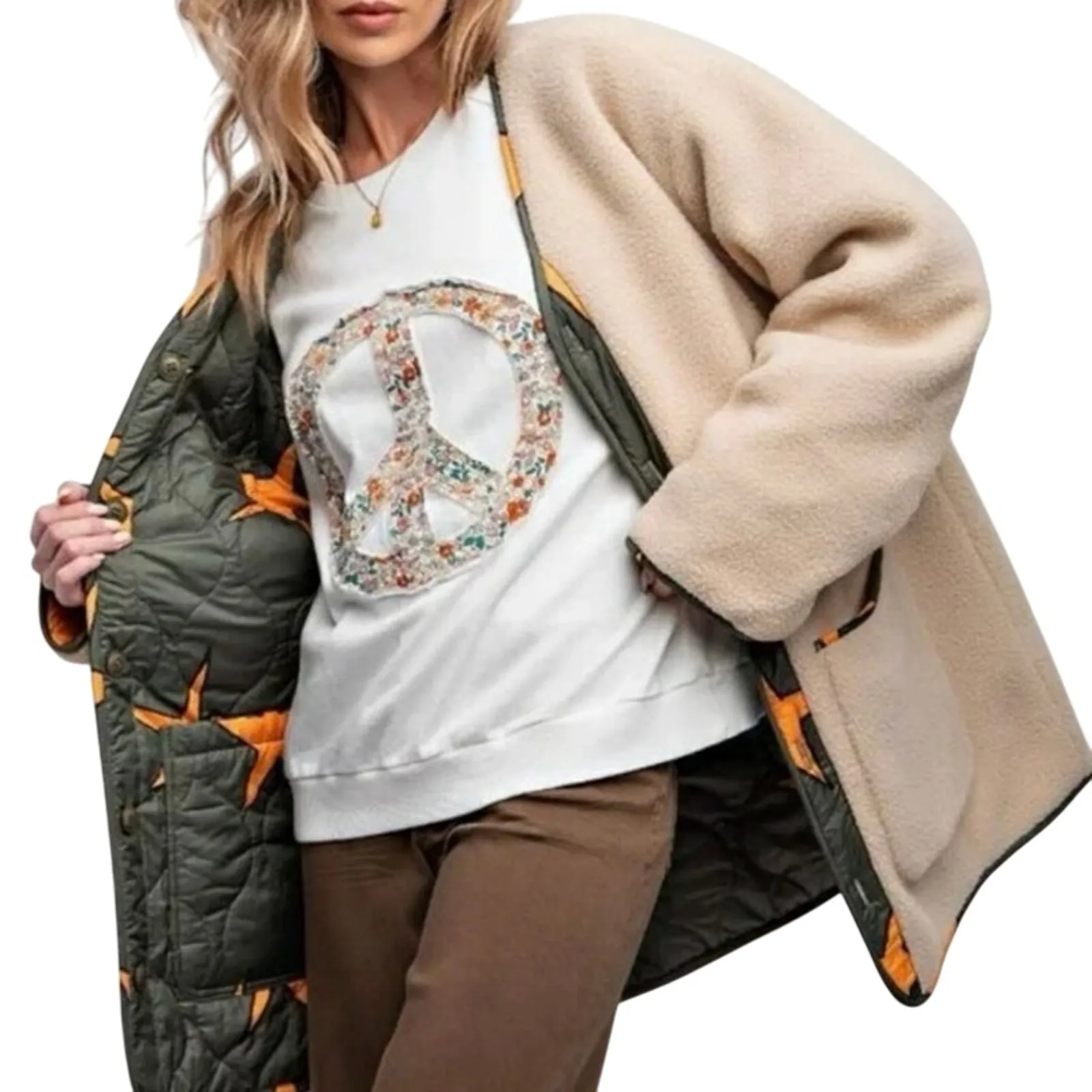 EASEL Reversible Jacket Quilted Starfish or Schnauzer Sherpa, Size L New w/ Tag - Image 6