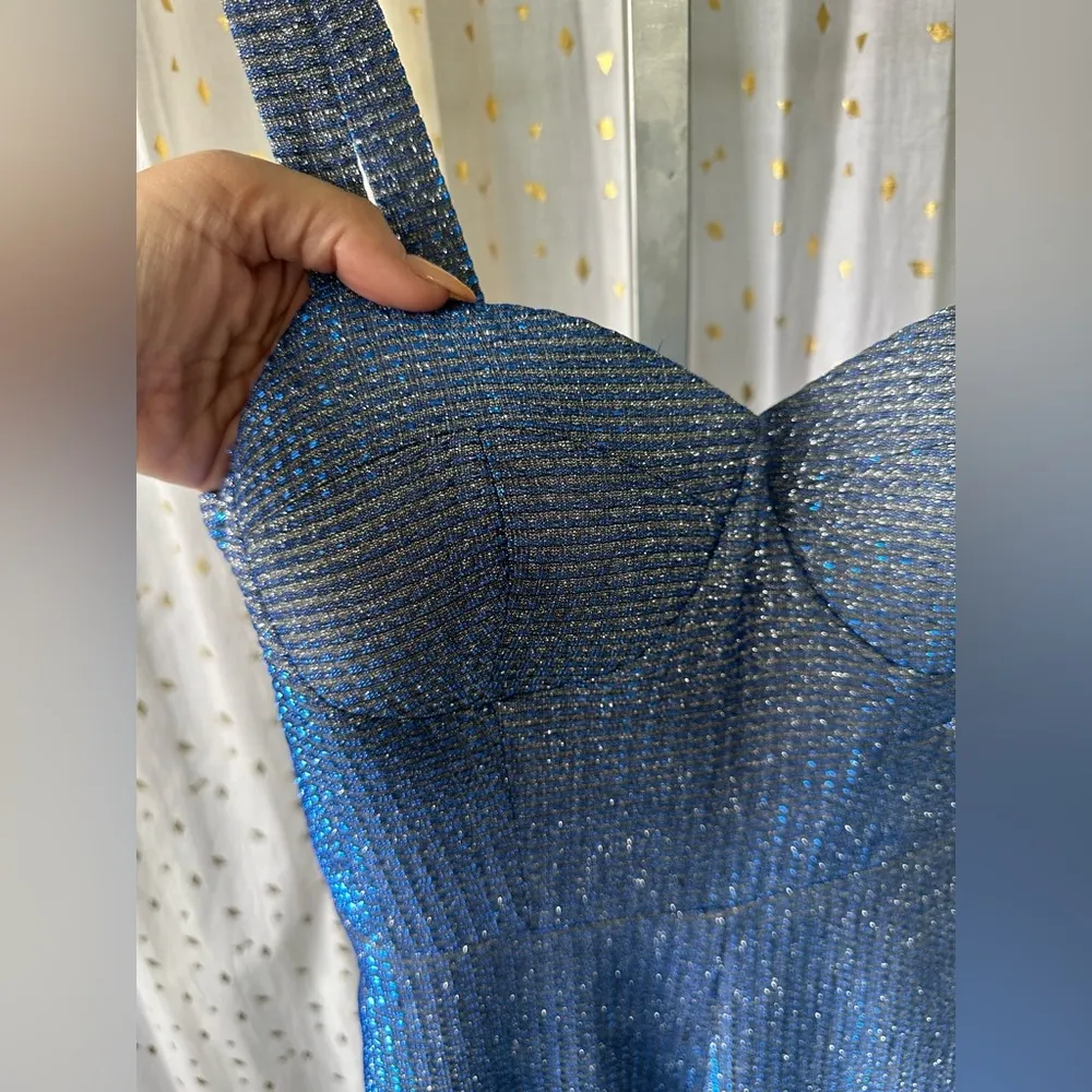 ASOS Design NWT Metallic Sweetheart Neck Cupped High Waist Kick Flare Jumpsuit 2 - Image 6