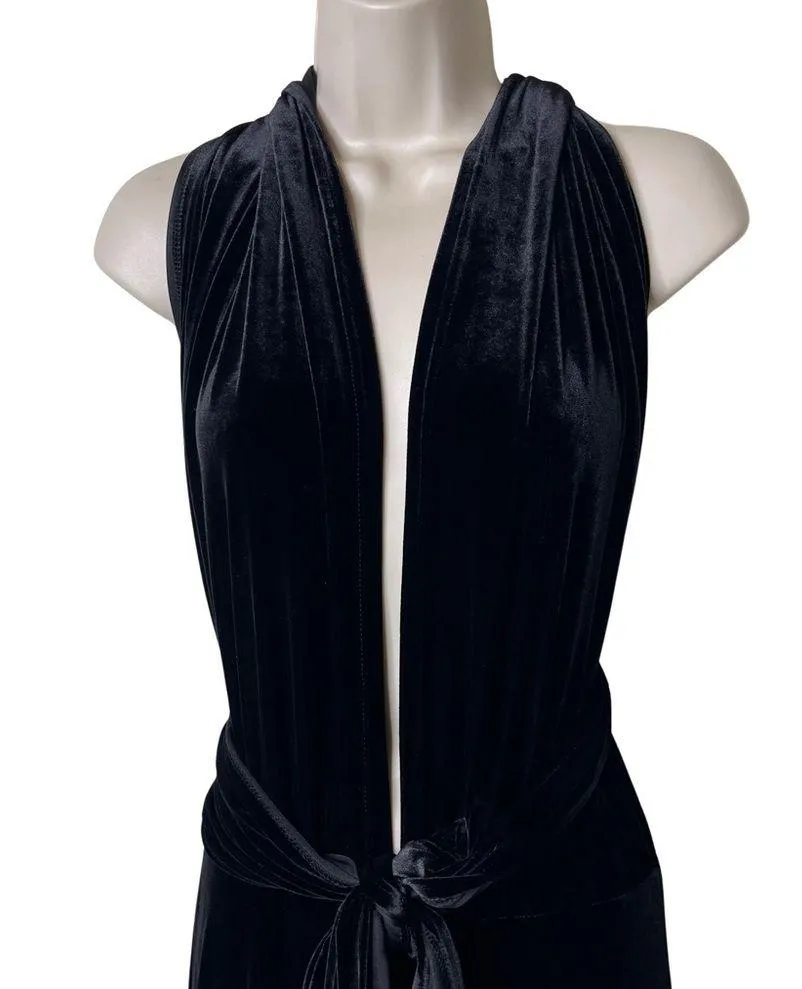 Revelry Micah Convertible Black Velvet Bridesmaids Maxi Dress sz S - Image 3