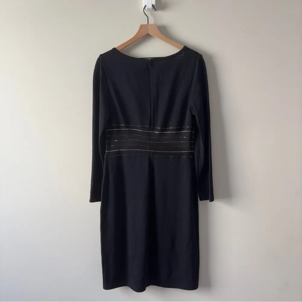 St. John Sheer Embellished Waist Evening Dress Long Sleeve Sparkly Rhinestones - Image 2