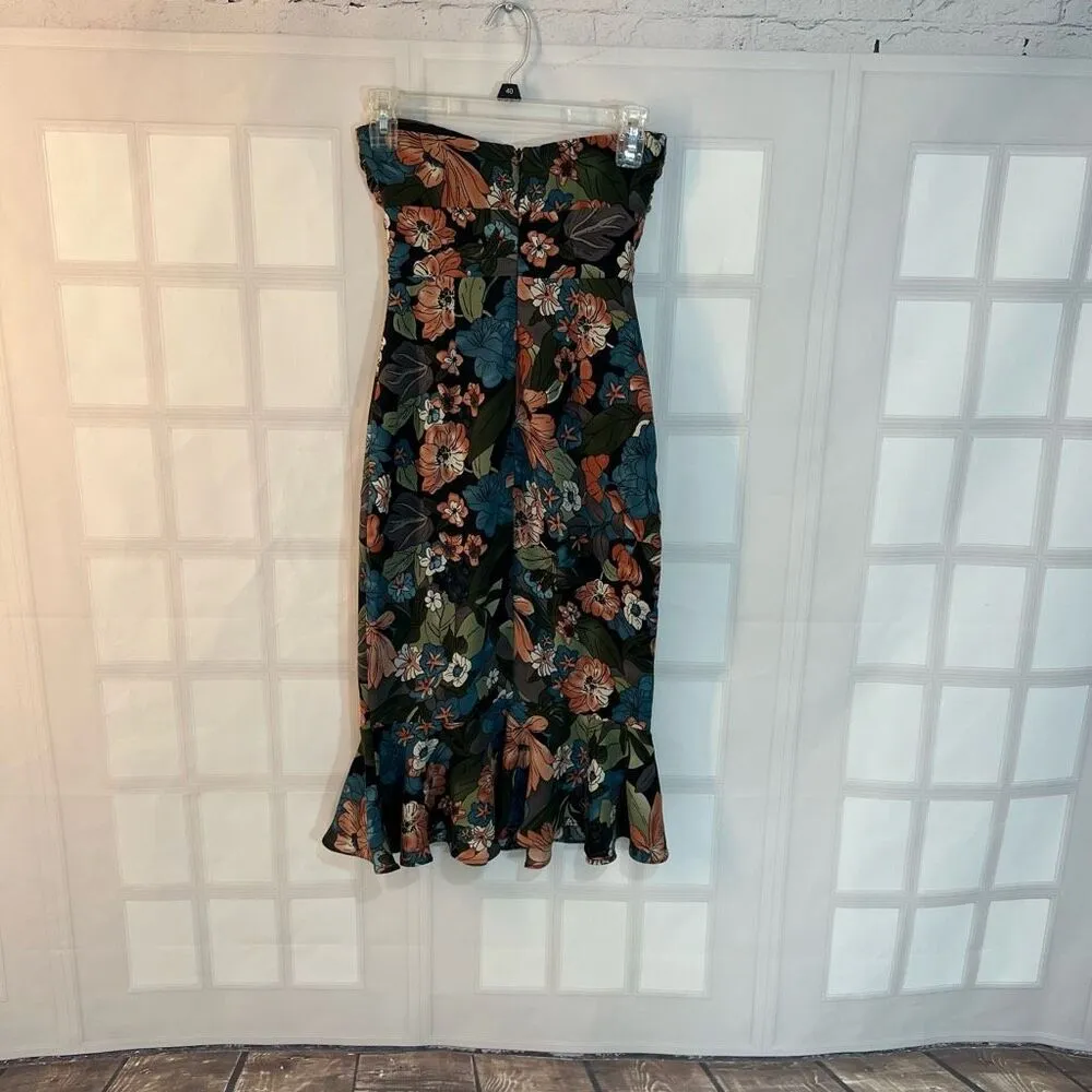 About Us Chloe Multicolor Floral Cut Out Front Strapless Midi Sundress Size XXS - Image 7