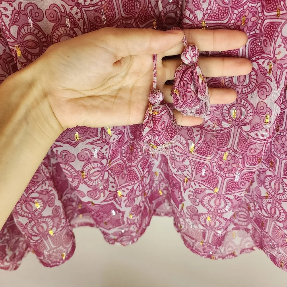 Let me be anthropologie Puff-Sleeve Metallic Peasant Blouse - Image 3