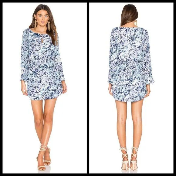 💕CUPCAKES & CASHMERE💕 Violeta Dress Blue ~ Small NWT Floral Long Bell Sleeve - Image 2