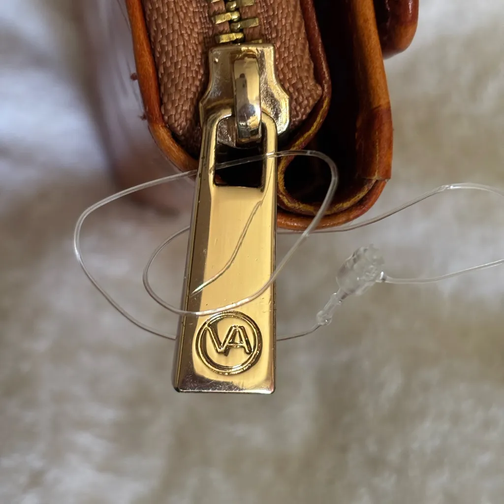 Valentina brown Genuine Leather Floral Leaf Wallet Made In Italy - Image 3