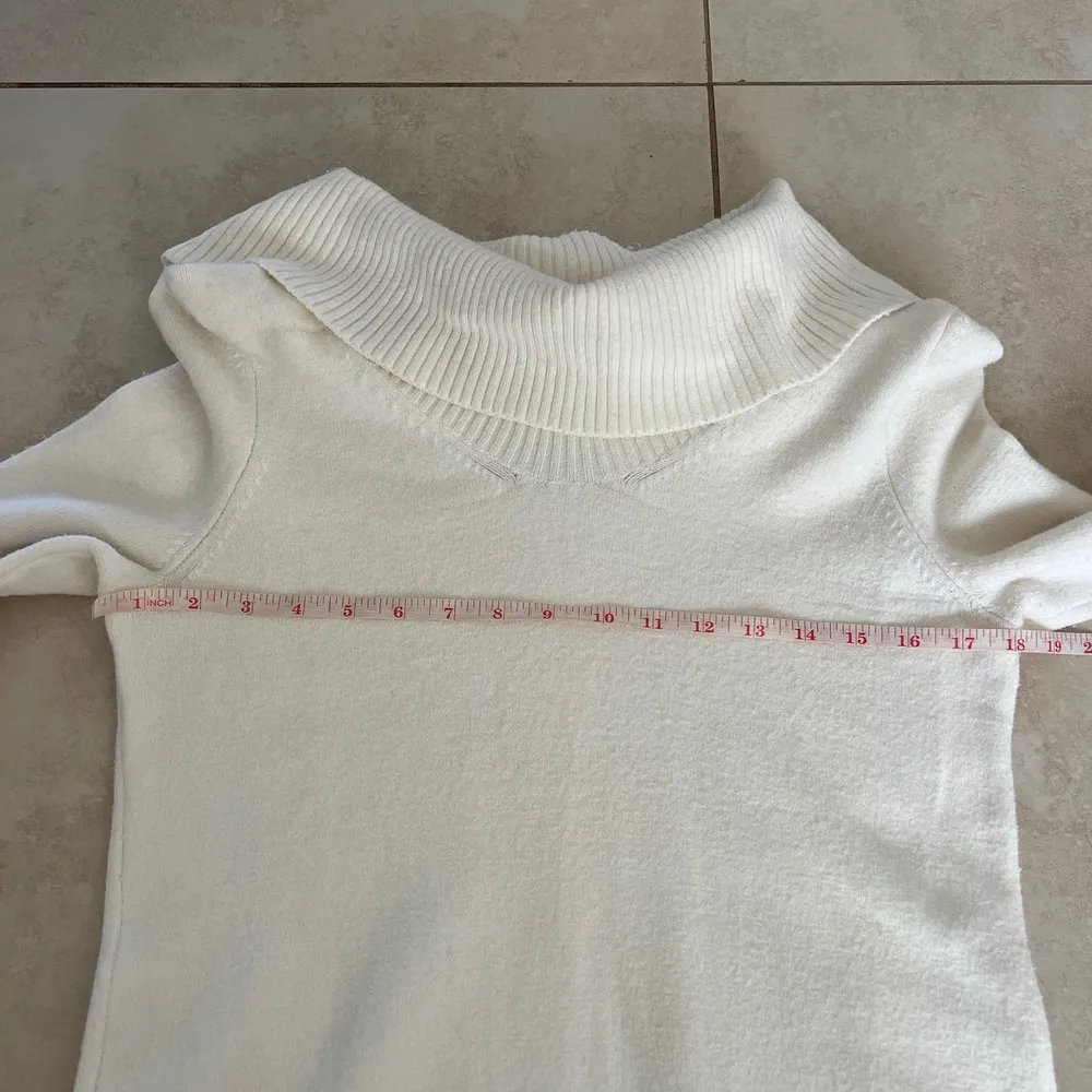 Caché Cowl Neck White Long Sleeve Pullover Sweater Size L - Image 8