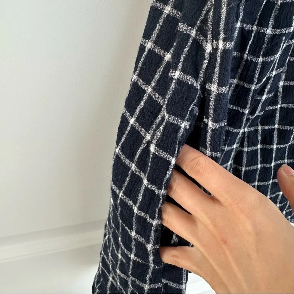 Zara Trafaluc Blue White Button Down Plaid Check Shirt Dress Romper Jumpsuit XS - Image 5