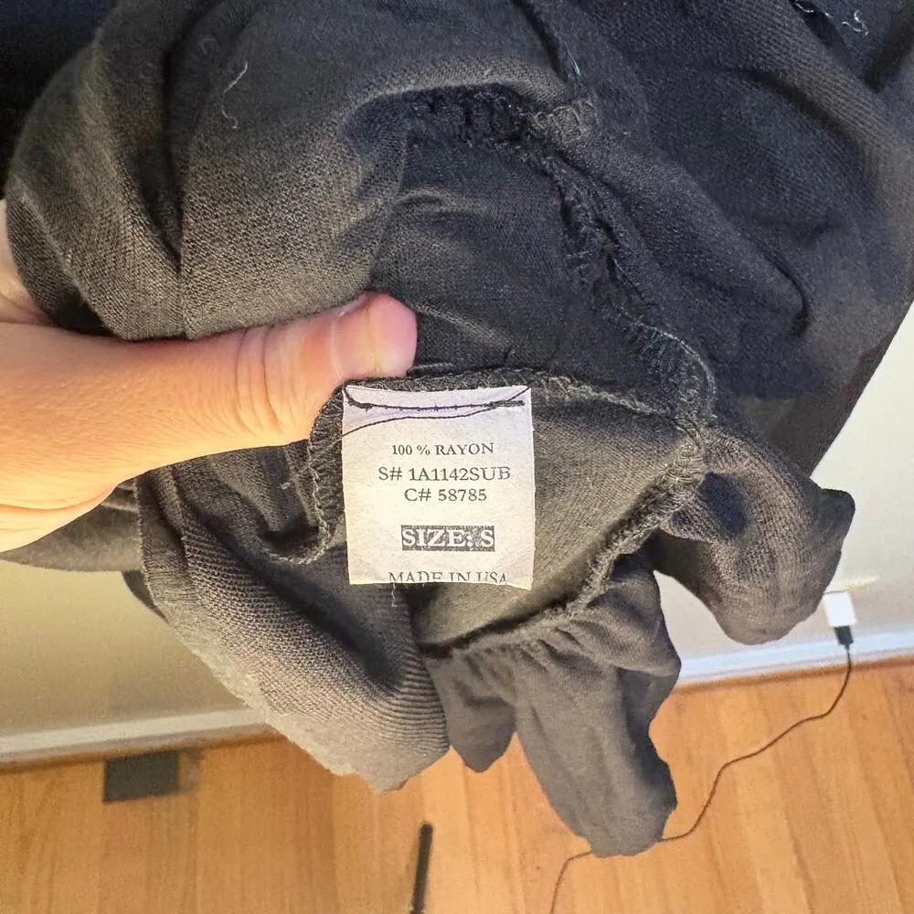 Green Envelope Black Long Sleeve Peplum Blouse Small Cropped Boatneck Staple - Image 6