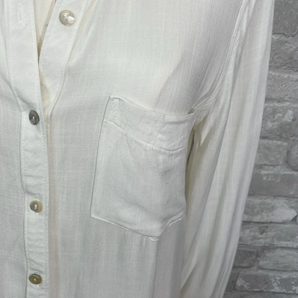 Rielle White Button Down Shirt Size M - Image 2