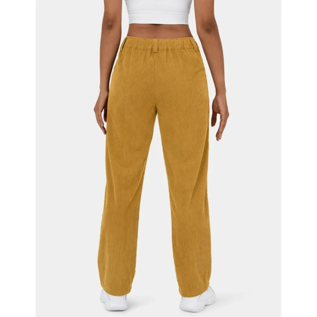NWT HALARA Mid Rise Corduroy Casual Pants Tall Yellow Pleated Sz Large - Image 2