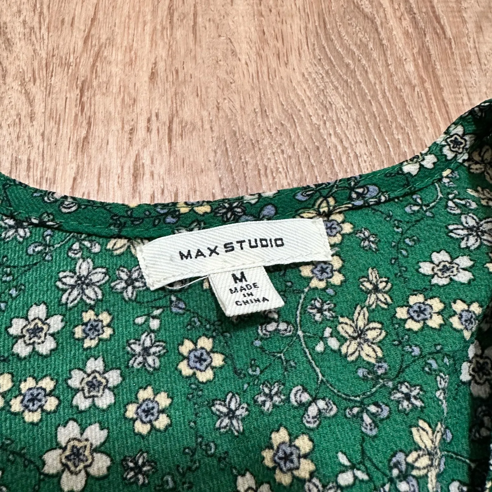 MAX STUDIO | Green Floral Print Ruffle Crop Top & Midi Skirt Two Pierce Set,  M - Image 5