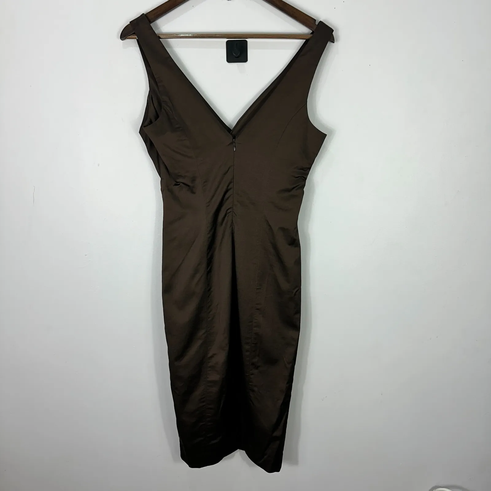 Bebe Brown Satin Sheath Dress S Quiet Luxury Cocktail Mob Wife Y2K USA Glam - Image 4