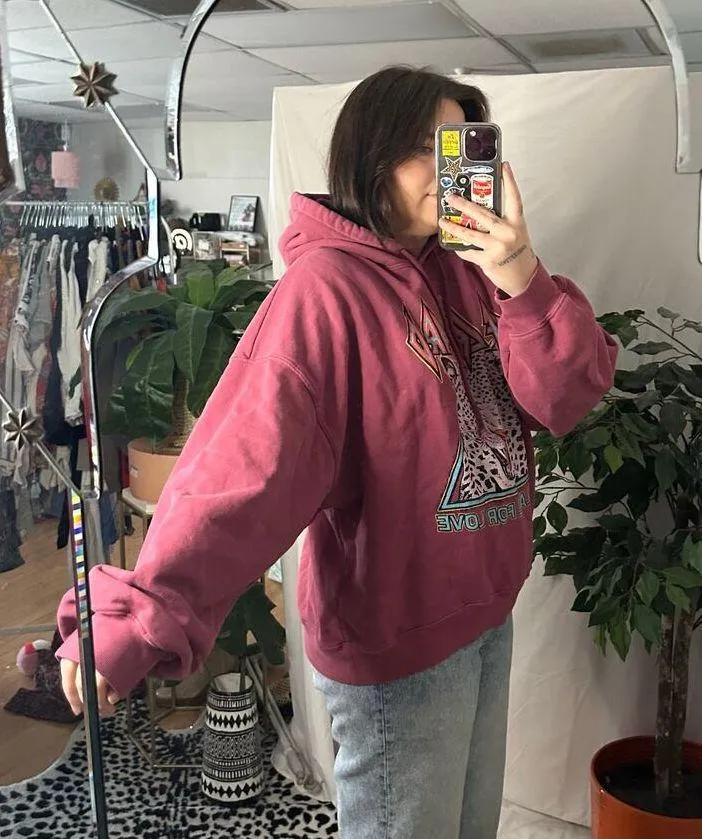 Daydreamer Def Leppard Too Late For Love Pullover Hoodie Pink Size Large - Image 6