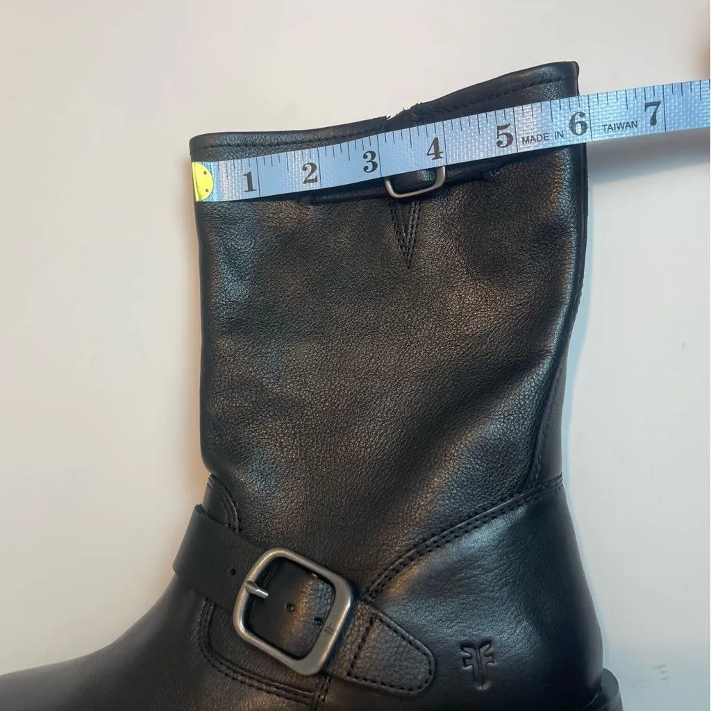 FRYE Veronica Flex Short Black Leather Moto Boots Bikercore Sz 7 Grunge Country - Image 16