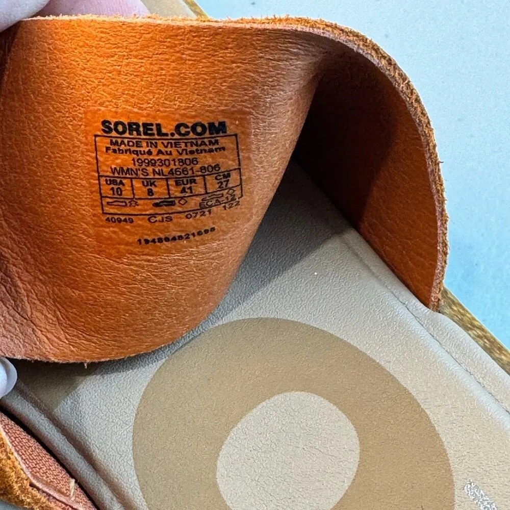Sorel Ella II Slide Sandal Desert Sun Orange Suede Leather Women Size 10 EUR 41 - Image 8